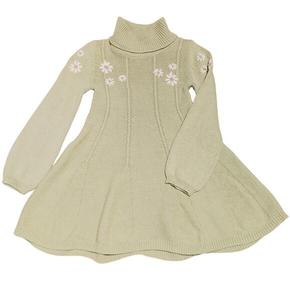 Cupcakes & Cashmere Sweater Dress Long Sleeve Turtle Neck Green Girls Size 5/6 - Picture 1 of 7